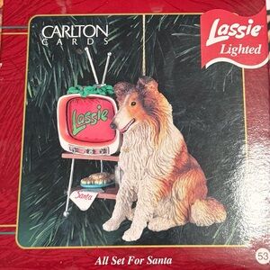 Carlton Cards Heirloom Ornament All Set For Santa -Lassie- lighted 1996